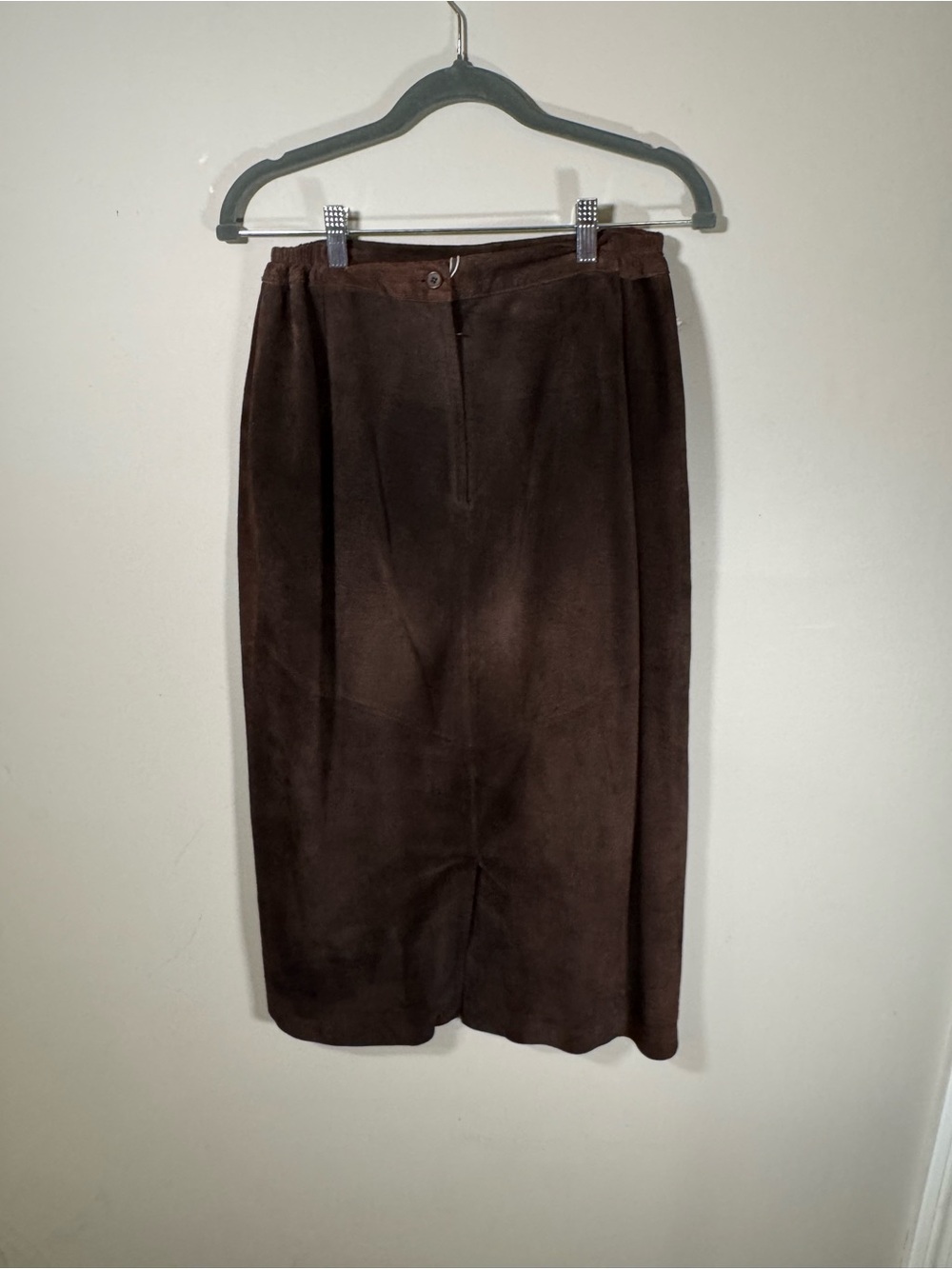 Evan-Picone Brown Genuine Suede Leather Midi Pencil Skirt Size 12